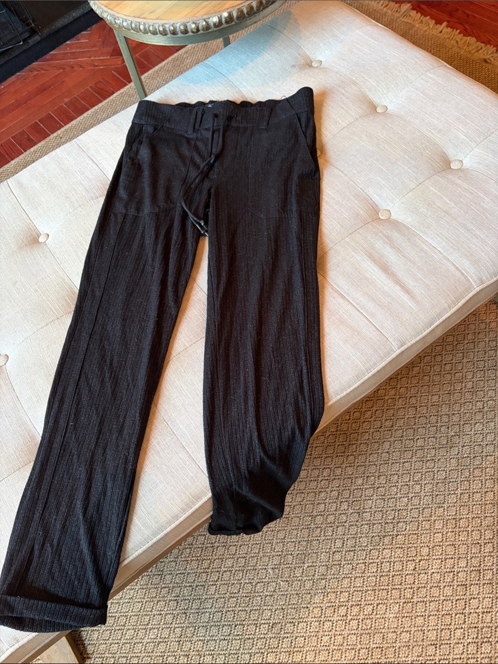 Democracy Grey Ribbed Knit Trouser Sweats High Rise Size Small - Picture 2 of 7